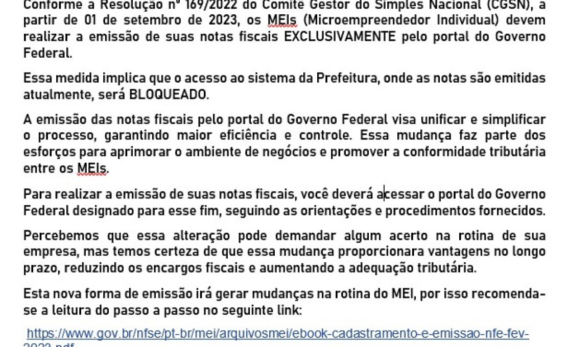 Importante: Nova Diretriz para Emissão de Notas Fiscais para Microempreendedores Individuais (...