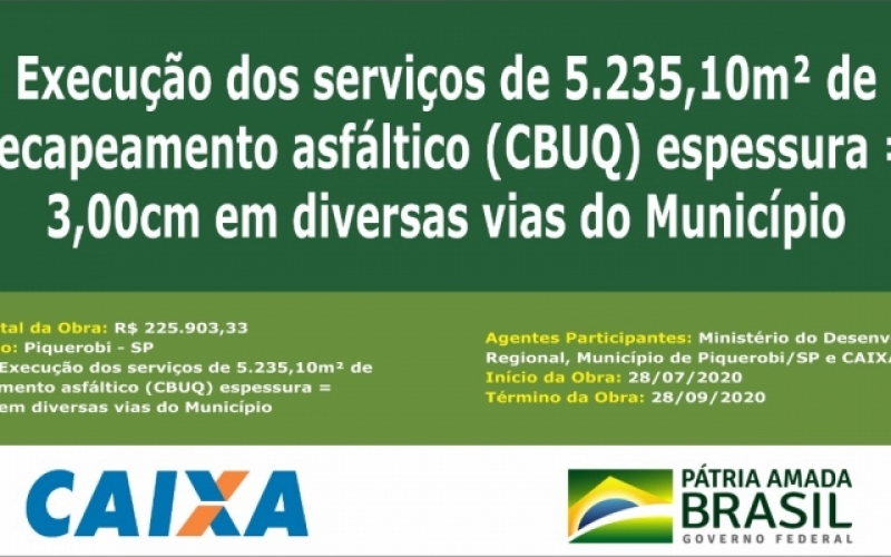 PREFEITURA DE PIQUEROBI REALIZARÁ RECAPEAMENTO ASFÁLTICO